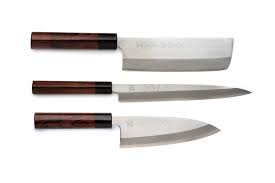 Kuromori 3 Piece Kitchen Knife Set Nakiri Yanagi Deba