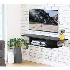 Fitueyes Wall Mounted Tv Shelf Wood