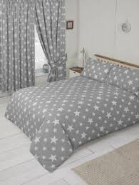 Double Bed Duvet Cover Set Stars Grey