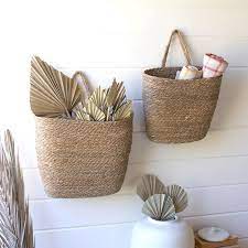 Hanging Seagrass Woven Wall Baskets Set