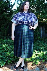 Plus size green plaid skirt Clearance Plus Size Vintage Navy Green Plaid Pleated Etsy Plus Size Vintage Plus Size Fashion Plus Size