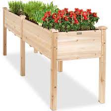 best choice s 72x24x30in raised garden bed elevated wood planter box stand for backyard patio w divider panel