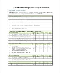 Trainer Self Evaluation Form Template Post Training Survey