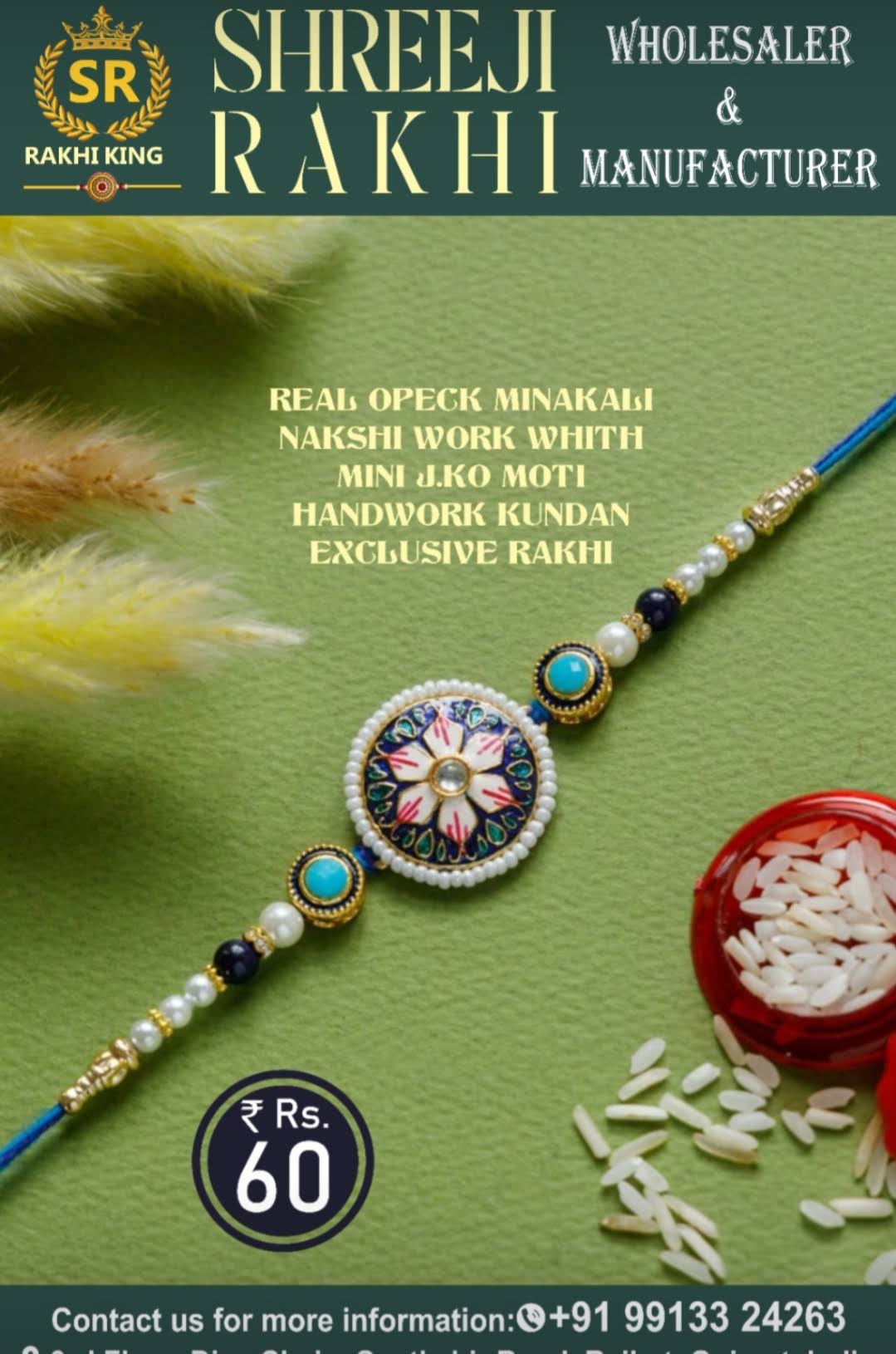 OPECK MINA WORK EXCLUSIVE NAKHI+ KUNDAN RAKHI product image