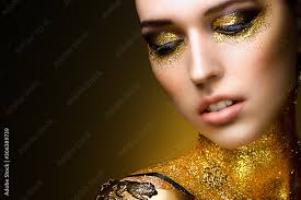 beautiful woman portrait with golden