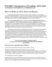 How To Write An Apa Style Lab Report Psy100y5 Introduction