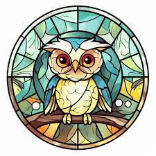 Stained Glass Ilration With Owl
