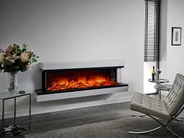 three sided electric fireplaces