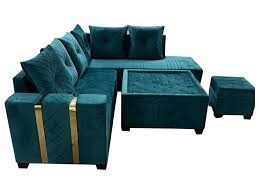 teal green l shape sofa set at rs 26000