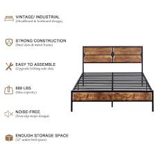 Vecelo Queen Size Bed Frame With Wooden