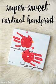 super sweet cardinal handprint gift
