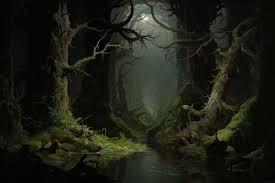 wall art print dark fantasy forest