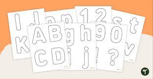 blank letter and number cutouts teach
