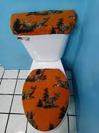 Deer On Burnt Orange Fleece Toilet Seat
