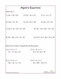 Algebra Equations Worksheets Algebra
