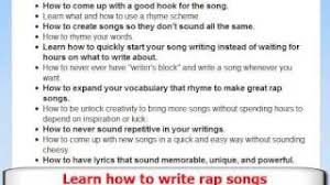 You can use this idea or thought as your inspiration. How To Write A Rap Song Learn To Write Rap Lyrics Tips Lyrics Method Part 2 Of 5 Youtube
