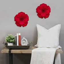 12in Red Metal Flower At Home