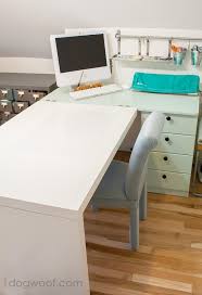 Your worktable or desk in a craft room is a big deal. An Ikea Hack Craft Desk Makeover One Dog Woof