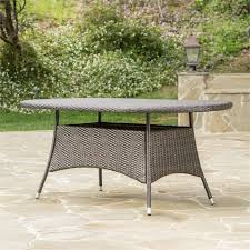 Oval Wicker Patio Dining Table In Brown