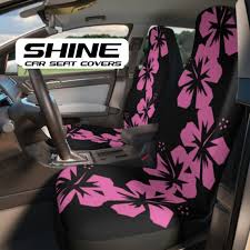 Black Hibiscus Flower Car Seat Covers