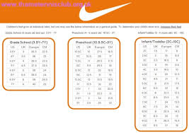 Nike Size Chart Shoes Toddler