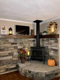 Corner Fireplace Remodel Wood Stove