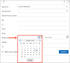 how to search outlook by date