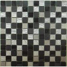 Mosaic Black Slate And Silver Tile