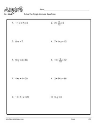 Single Variable Equation Worksheet 11