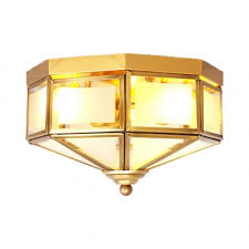 Frosted Glass Ceiling Light 3 Lights Vintage Style Flush Mount Light In Brass For Foyer Beautifulhalo Com
