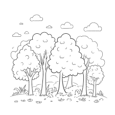 free forest coloring page for kids