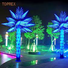 Illuminated Blue Led Lighted Palm Trees