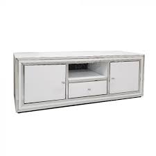 2 door 1 drawer white glass tv unit