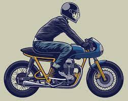 cafe racer motorcycle with biker