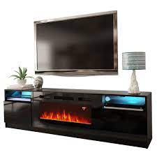 york 02 black electric fireplace modern