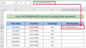 in excel excluding weekends and holidays