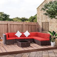 Outsunny 7 Pieces Patio Wicker Sofa Set