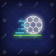 This video helps explain how to mark a soccer field. Football Rolling On Field Grass Neon Sign Football Or Soccer Royalty Free Cliparts Vectors And Stock Illustration Image 112964750