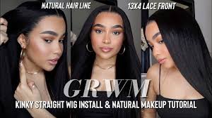grwm straight wig install with