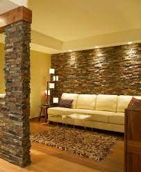 stone wall living room
