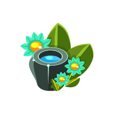 Small Water Bowl And Flowers Isometric