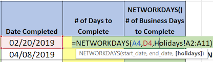 excel date calculations workdays