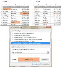 how to compare two excel sheets for