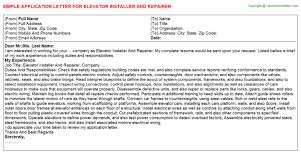 Elevator Installer And Repairer Application Letters