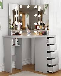 makeup corner vanity desk with drawers