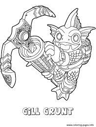 Gill grunt, also known as gill, is a gillman skylander in skylanders: Skylanders Swap Force Water Series3 Gill Grunt Coloring Pages Printable