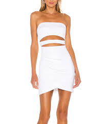 white strapless cutout mini dress