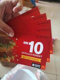 mcdonald s gift certificate rm50 lazada