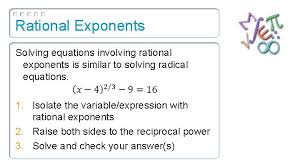Rational Exponents Solve Radical Equations