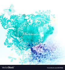 Watercolor Invitation Background With Blue Spot Vector Image